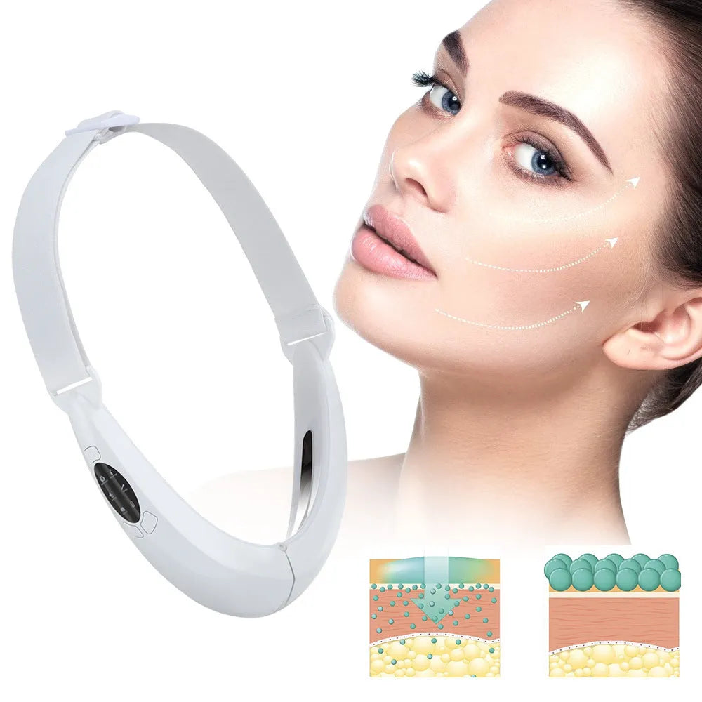 White ABS facial lifting device with dual light therapy and vibration functions for home skincare