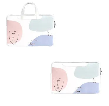 Blue PU leather laptop bag for a 15.6 inch notebook with a soft handle and zipper.