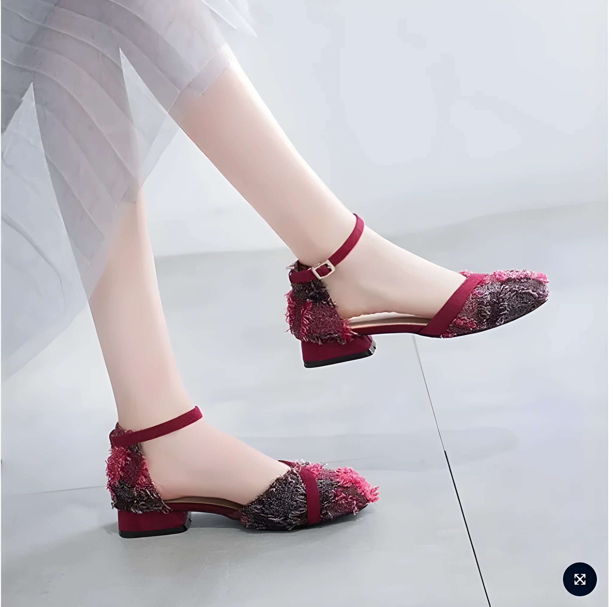 Womens ankle strap dorsay flats with suede upper and 3cm low heel in apricot colour