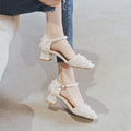 Womens ankle strap dorsay flats with suede upper and 3cm low heel in apricot colour