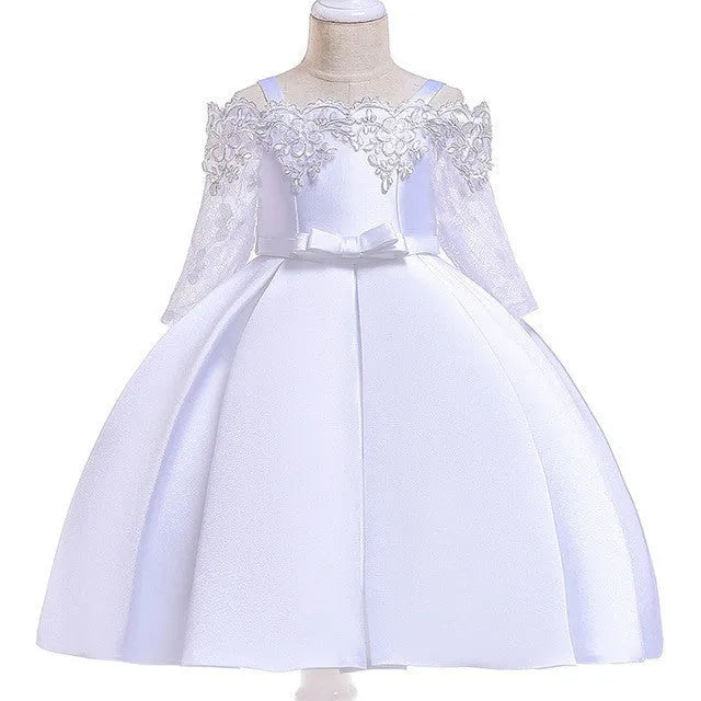 Girls polyester dress with lace detail in red colour for toddler sizing