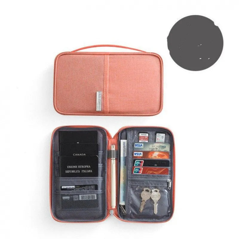 Waterproof cationic passport cover in multiple sizes and colours including black, blue, grey, and pink