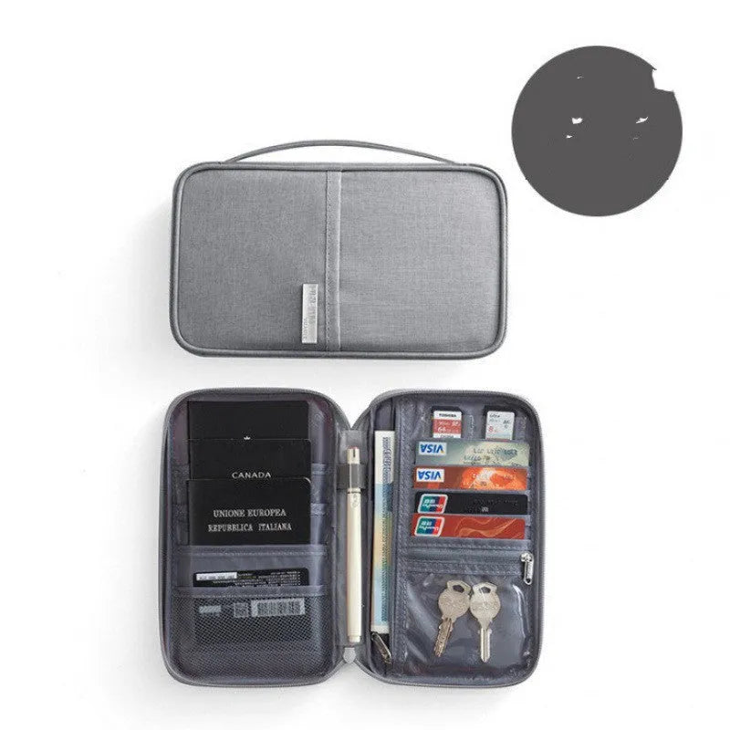 Waterproof cationic passport cover in multiple sizes and colours including black, blue, grey, and pink