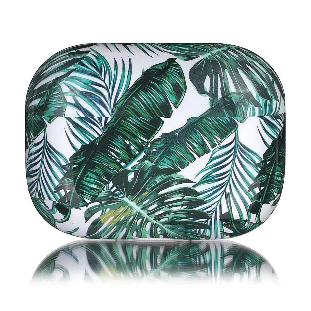 Blue and green banana leaf design TPU AirPods protective case for AirPods and AirPods Pro models