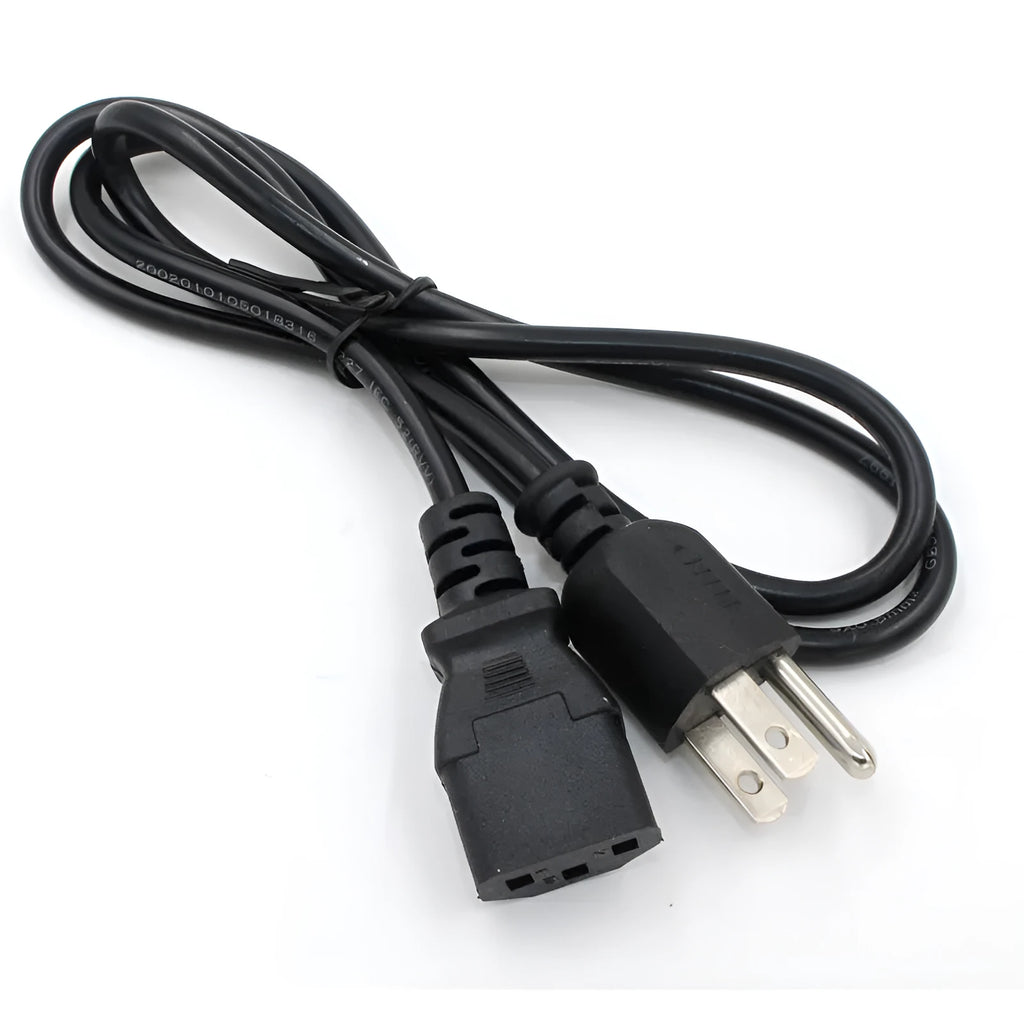 Black American standard plug power cord with 1.2 metre cable length