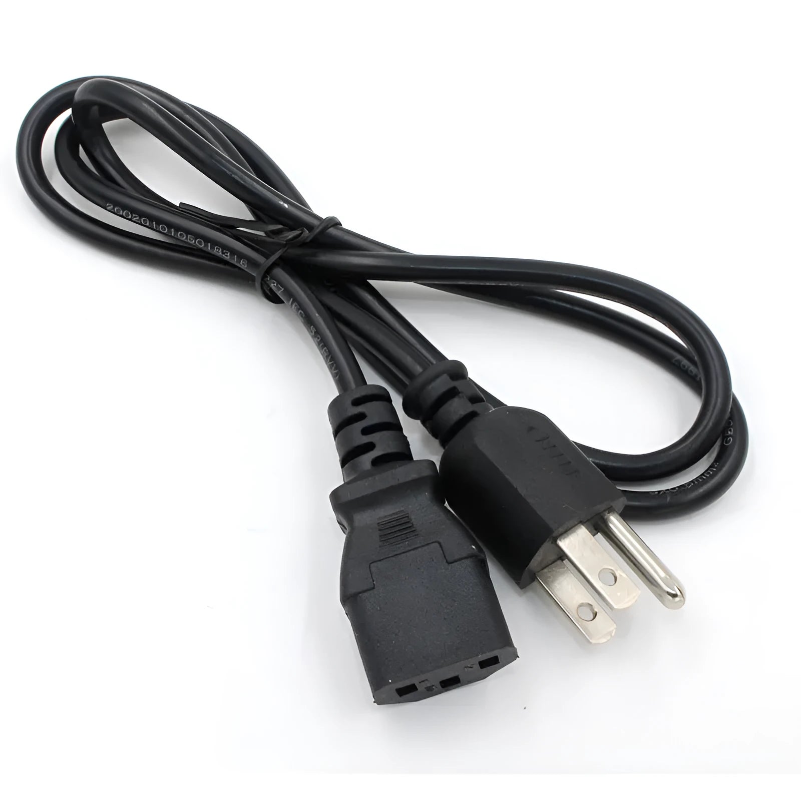 Black American standard plug power cord with 1.2 metre cable length