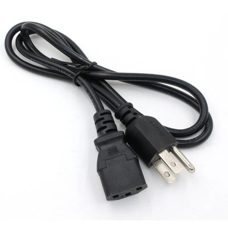 Black American standard plug power cord with 1.2 metre cable length