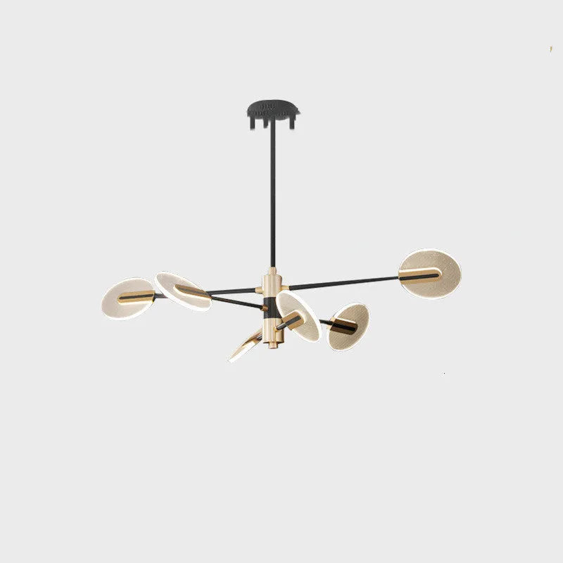 Nordic iron frame LED chandelier pendant lamp with acrylic diffuser, shown in a multi-head configuration