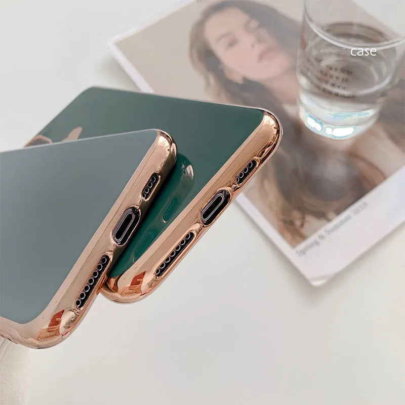 Luxury plating love TPU phone case back cover for iPhone in solid colour