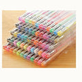 Set of 100 gel colouring pens with plastic barrels in various colours for office and stationery use