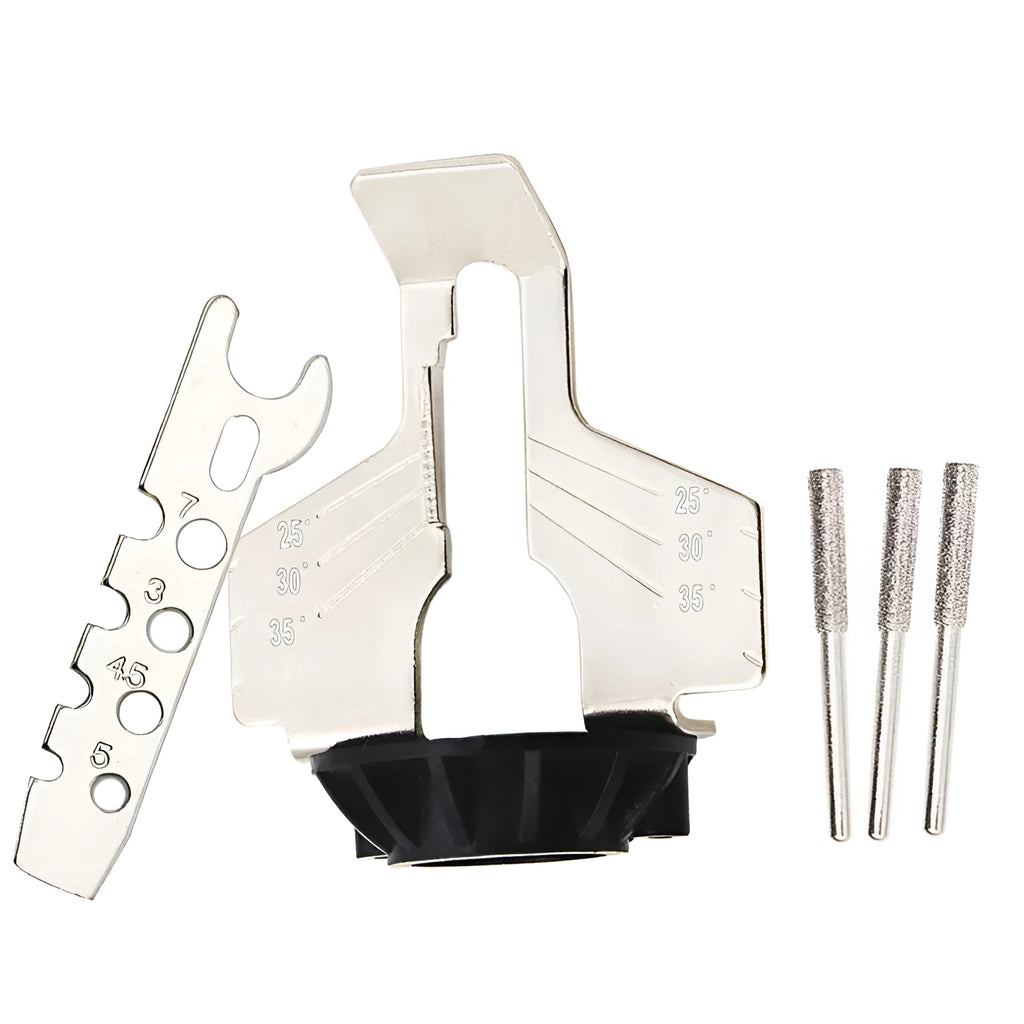Silver electric chain grinding machine accessory for sharpening chain saw blades