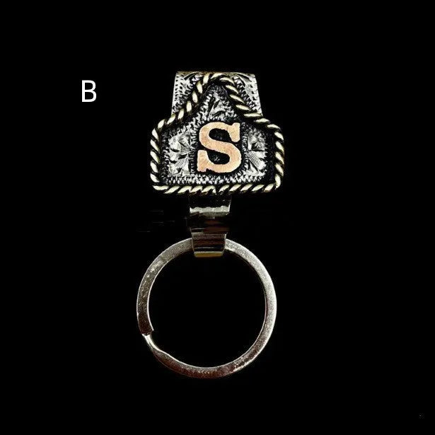 Handmade cow tag belt metal key holder keychain in multiple colour options