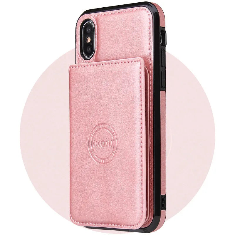 Imitation leather card wallet phone case for iPhone 11 in business-style solid colours