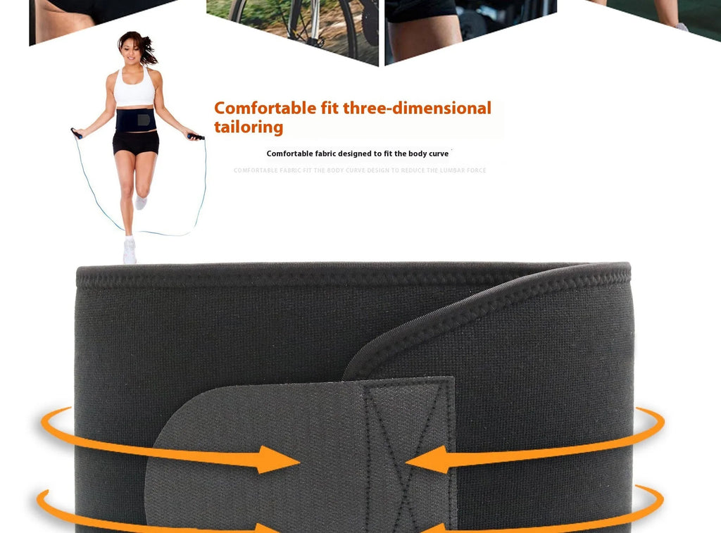 Adjustable neoprene lumbar support belt for fitness and running in black, blue, or pink.