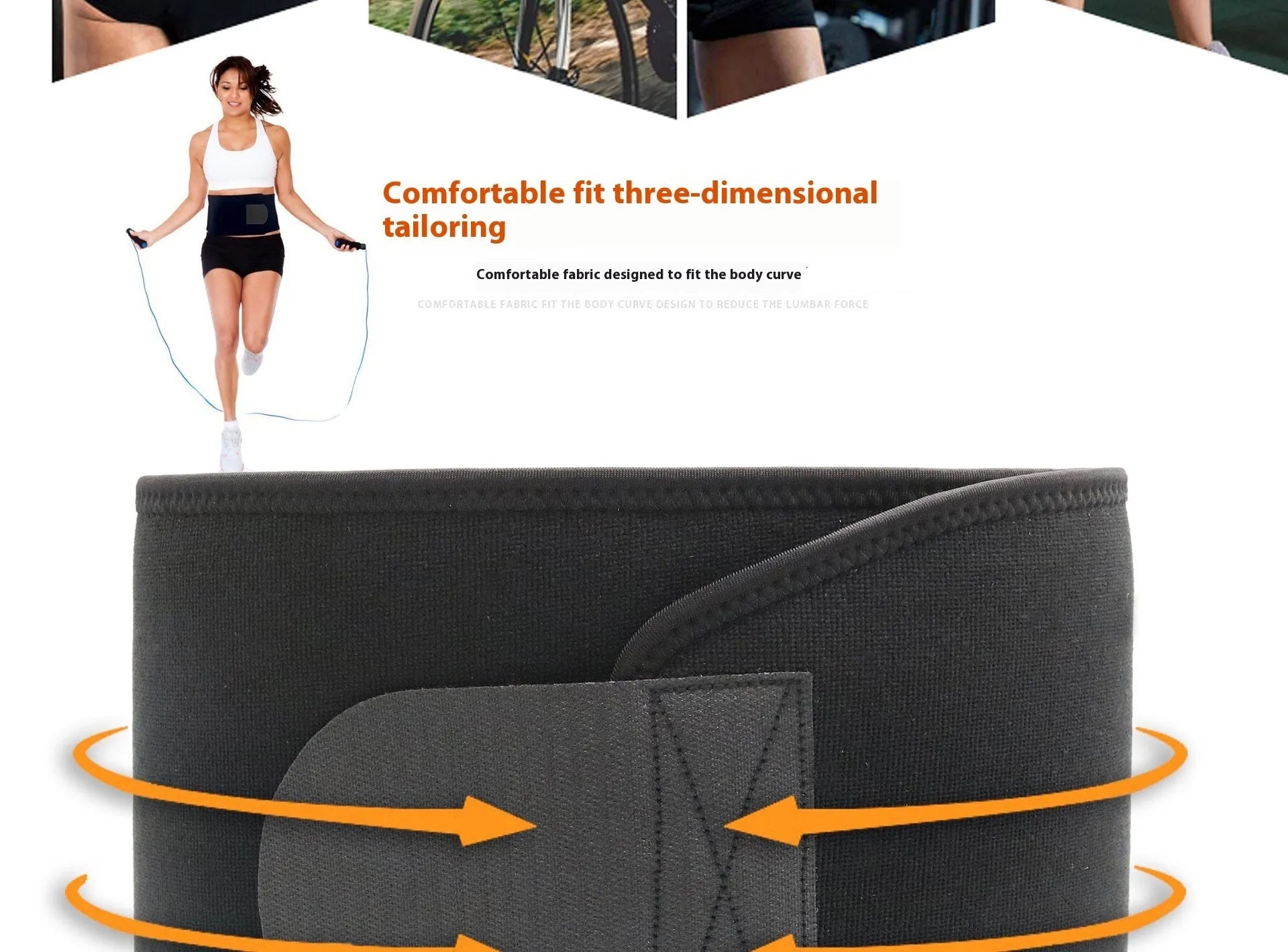 Adjustable neoprene lumbar support belt for fitness and running in black, blue, or pink.