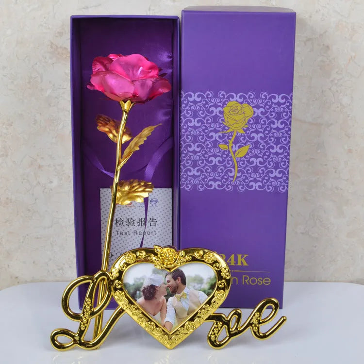 Natural preserved golden rose Valentine's Day gift in gold colour without box