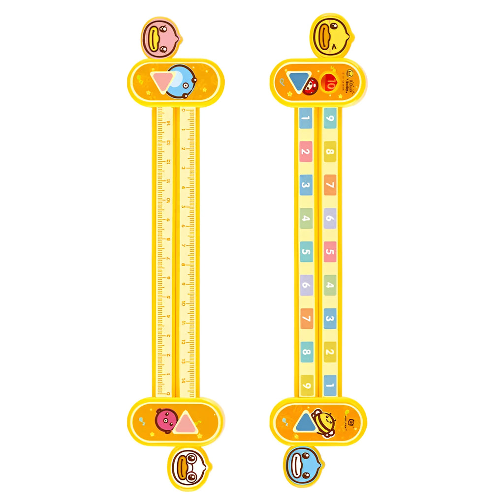 Yellow plastic children's digital decomposition ruler for maths learning, 24.5 cm long.
