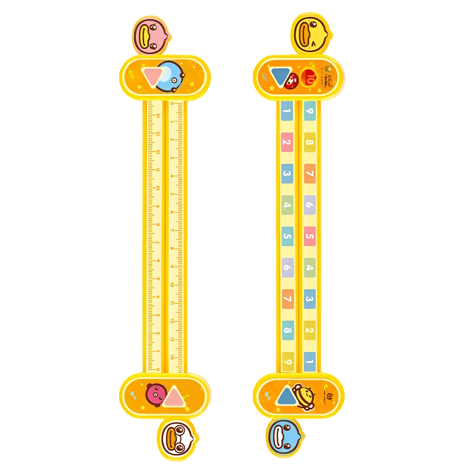 Yellow plastic children's digital decomposition ruler for maths learning, 24.5 cm long.