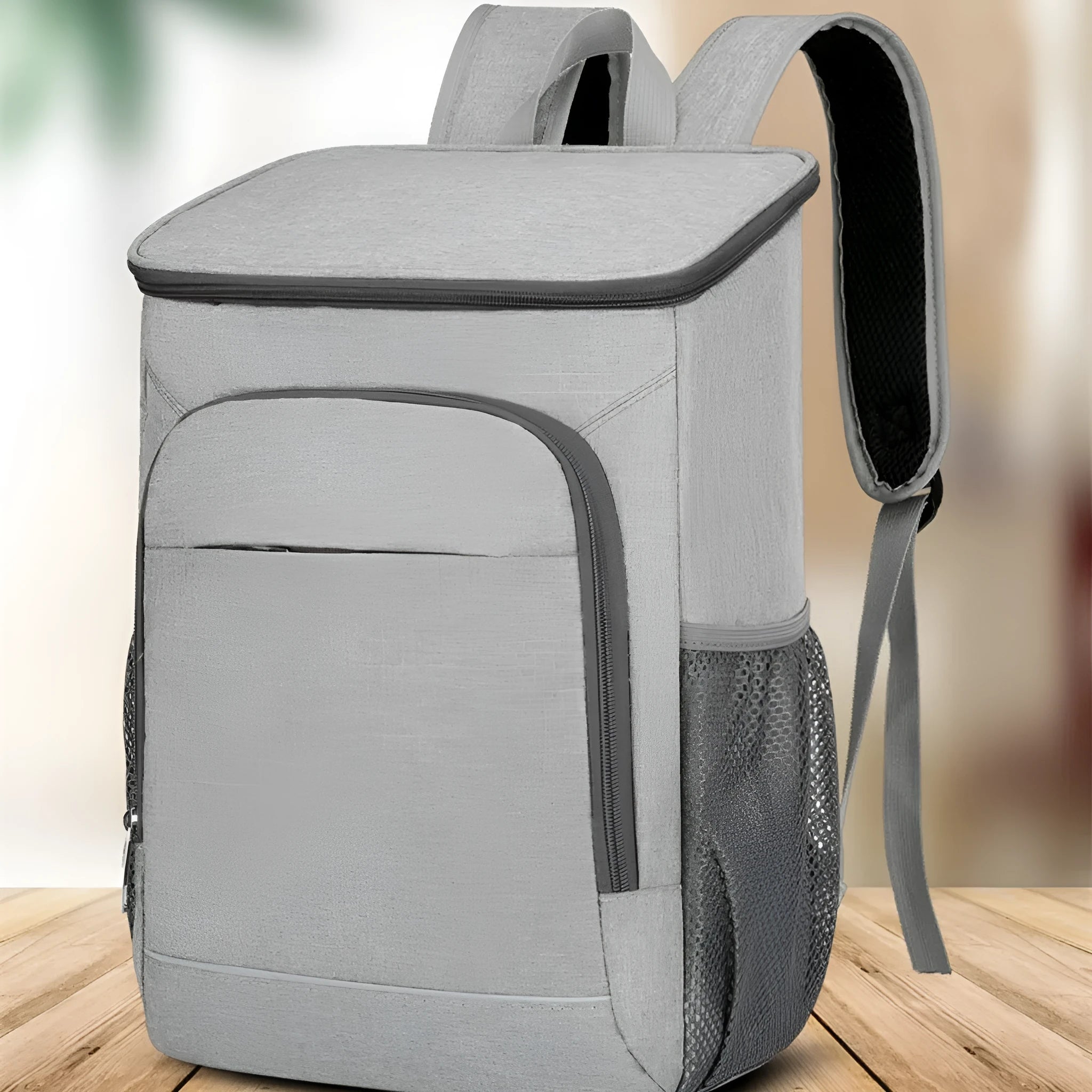 Large black outdoor backpack with thermal insulation function and curved shoulder straps for camping storage