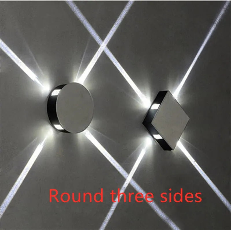 Modern square and round LED wall light with iron shade and aluminium frame