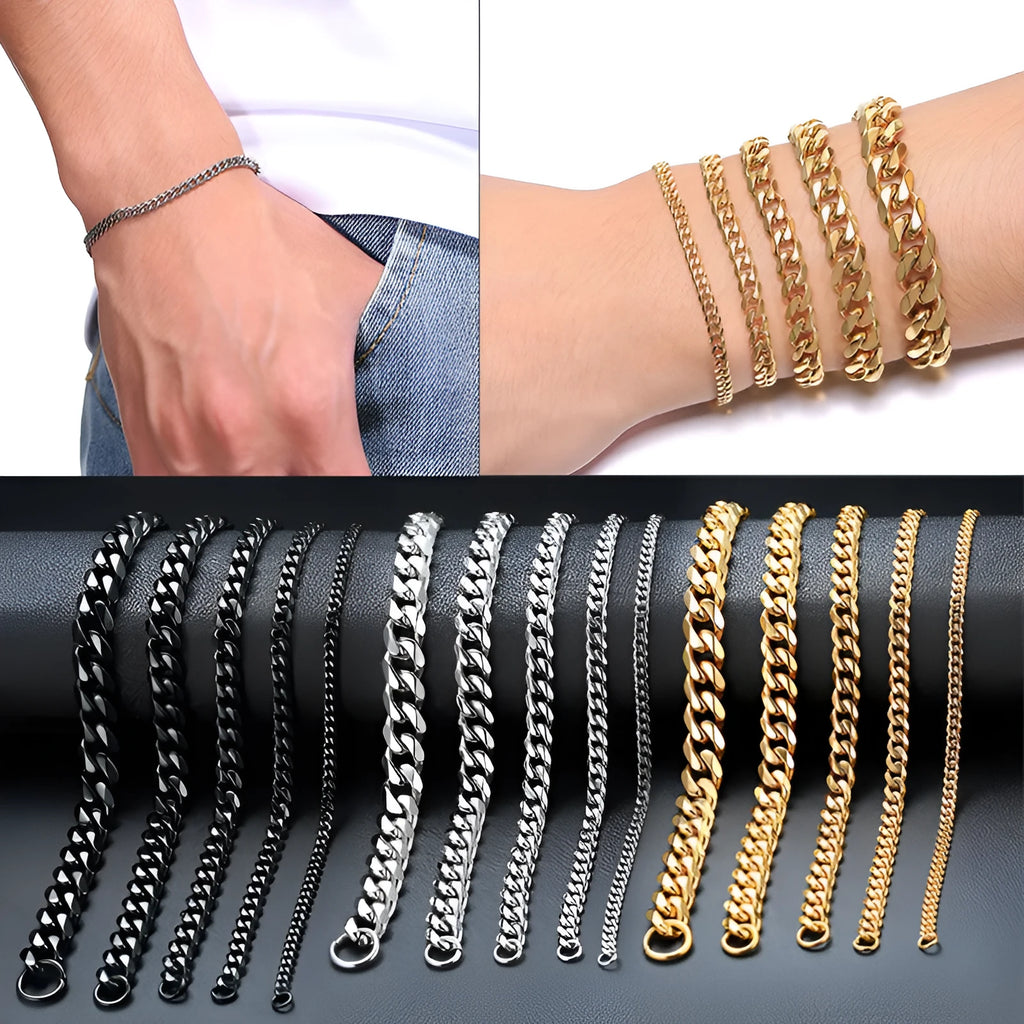Men's golden Cuban chain necklace 22cm geometric links electroplated metal gold colour