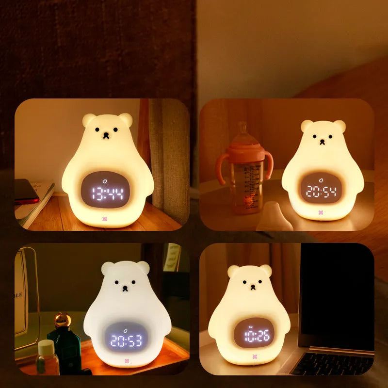 Cartoon Great White Bear shaped silicone night light with multi-colour glow.