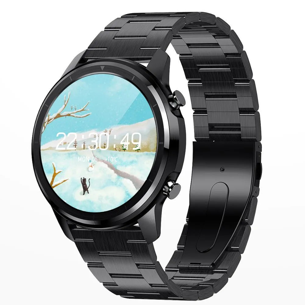 LEMFO LF26 smart bracelet showing its 1.3-inch screen, worn on a wrist, available in black, brown silver, and silver colours.
