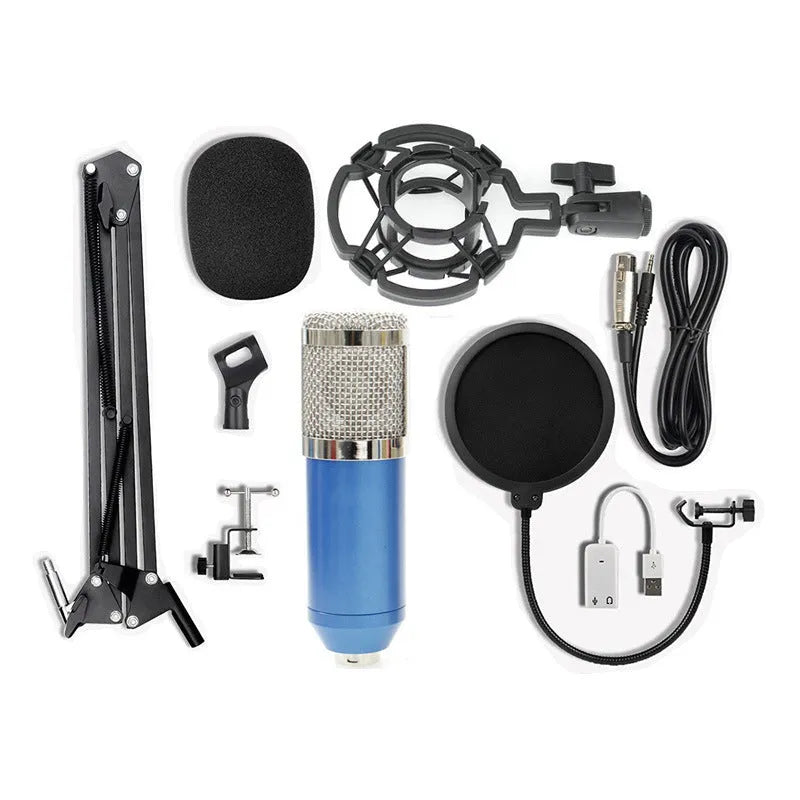 BM-800 condenser microphone stand set with electroplated mesh head in various colour options