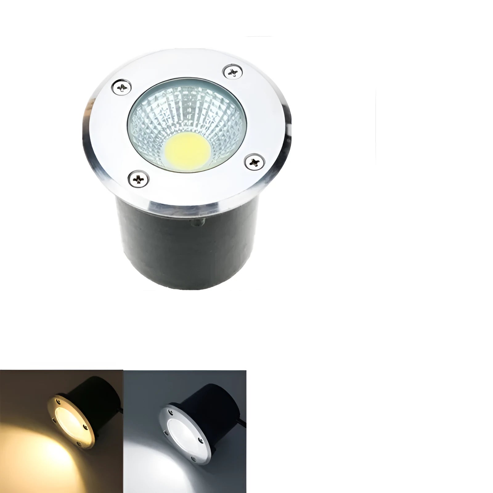Black LED COB underground light with stainless steel cover and tempered glass lens for outdoor garden lighting