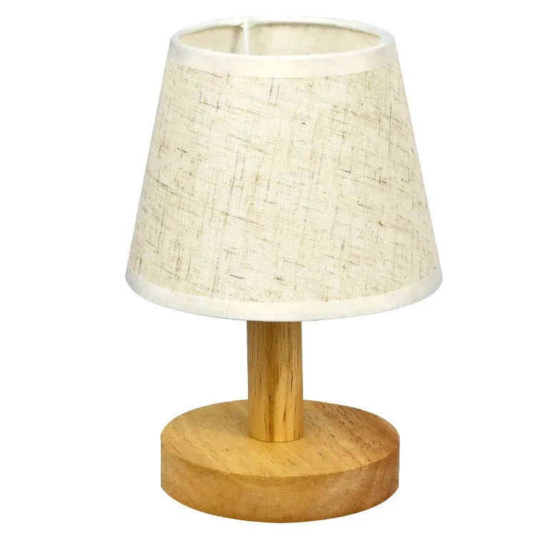 Vintage pleated table lamp with linen jute shade and bamboo holder