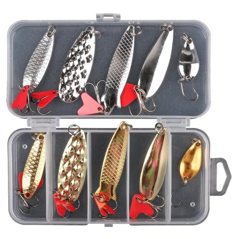 Sequin fishing lure set with metal sequins on box iron false bait in assorted colours