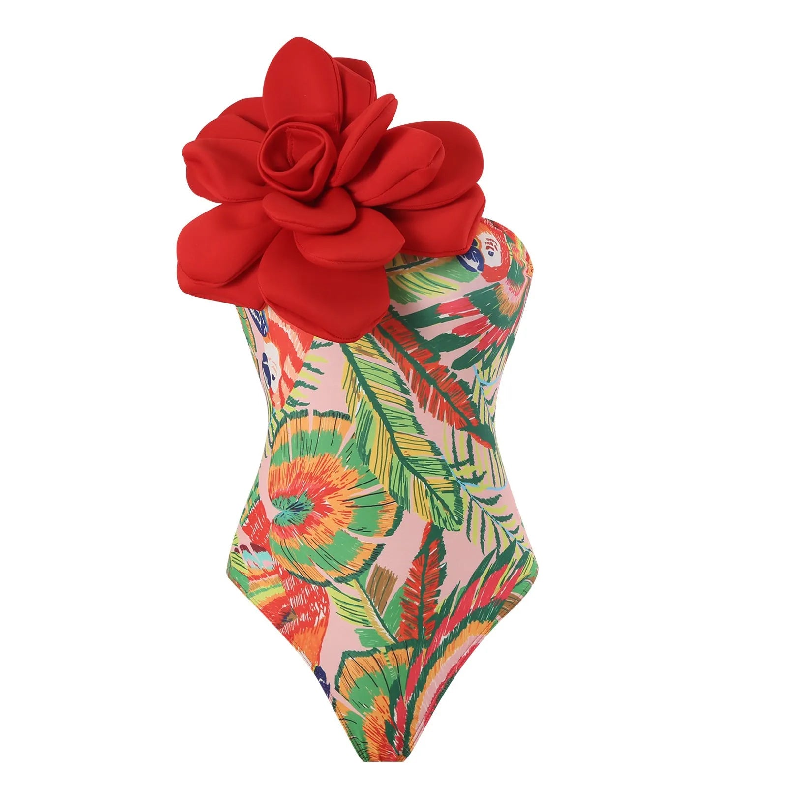 Women's one-piece swimsuit with matching printed gauze skirt set for swimming holidays