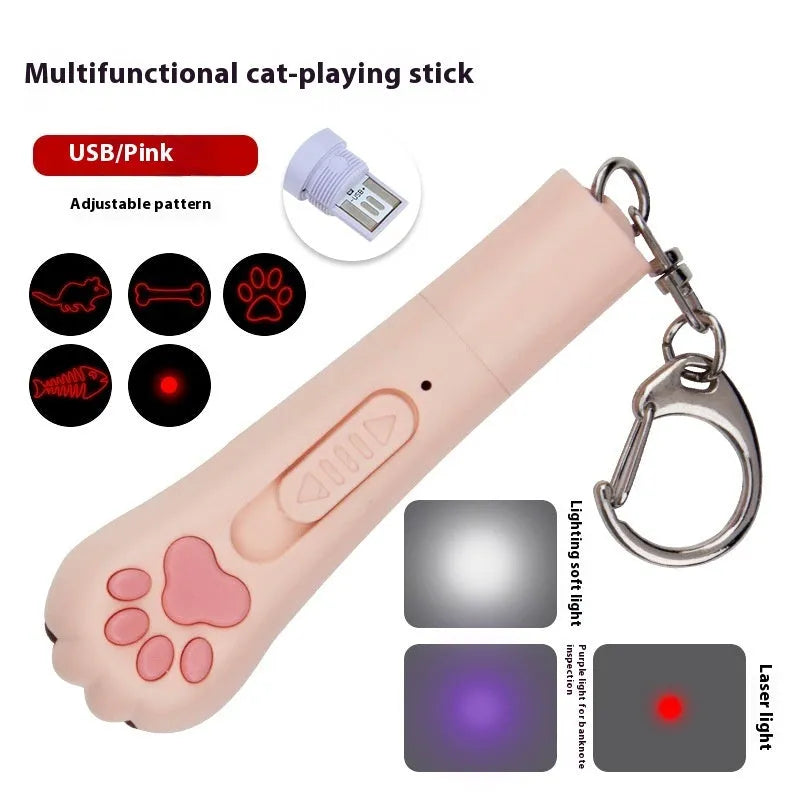 Infrared mini pet footprints laser charging toy in choice of blue, pink, purple or white colours