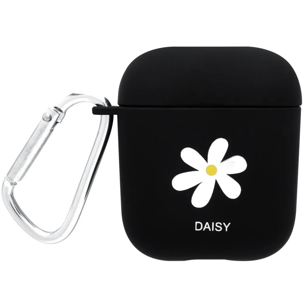 iPhone compatible AirPods PC case cover in black or pink with decorative style options