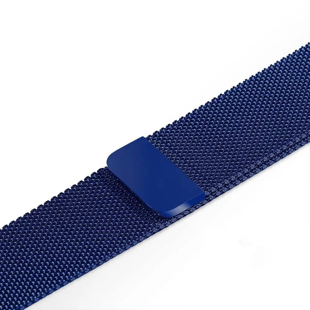 Stainless steel Apple Watch strap with buckle on a 42mm watch case in silver finish