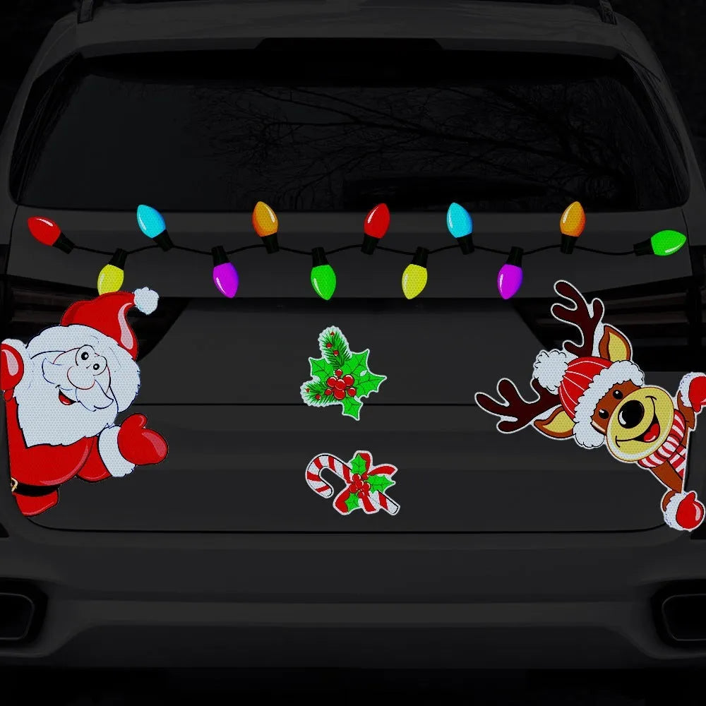 Christmas elk reflective magnetic sticker with cartoon design and six colour threads