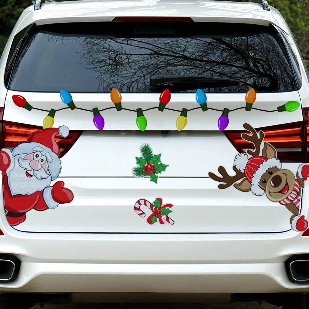 Christmas elk reflective magnetic sticker with cartoon design and six colour threads