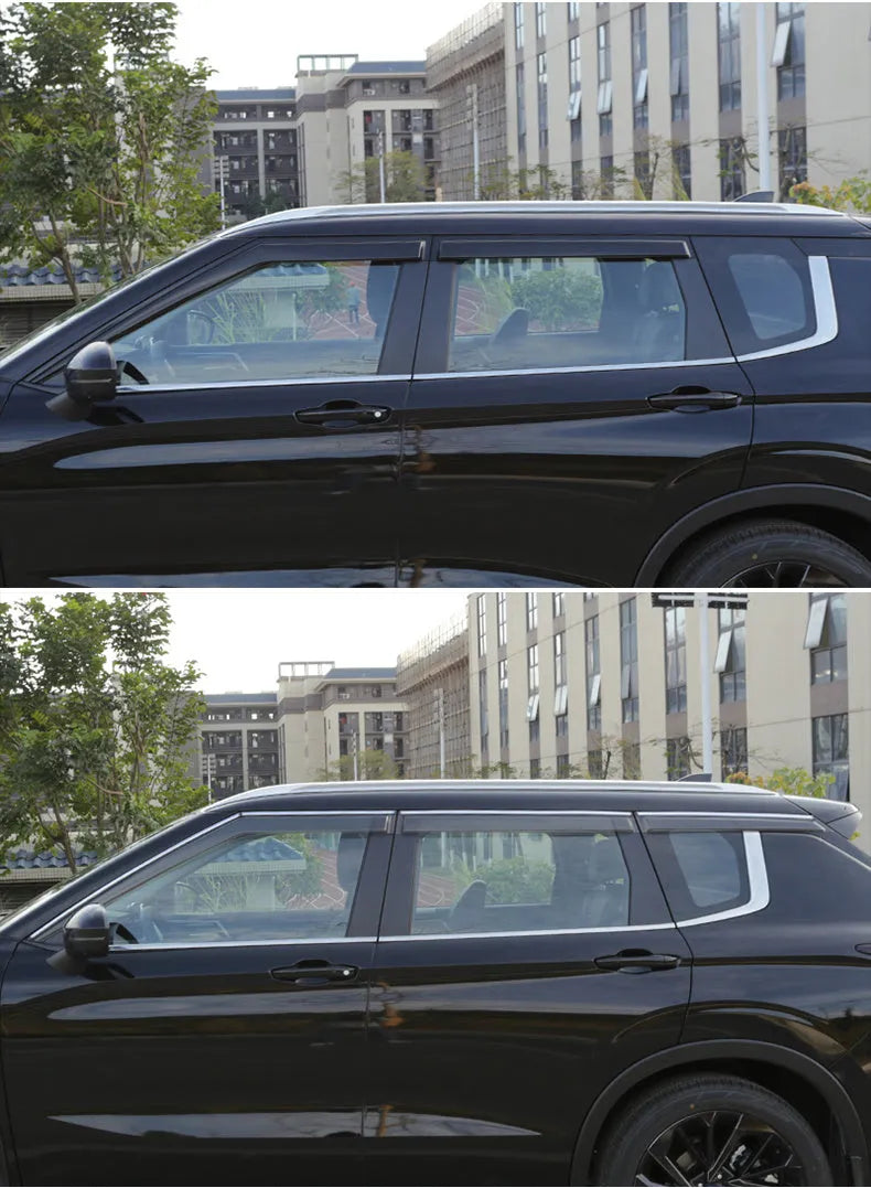 2023 Outlander window deflector set in engineering plastic showing black and translucent options