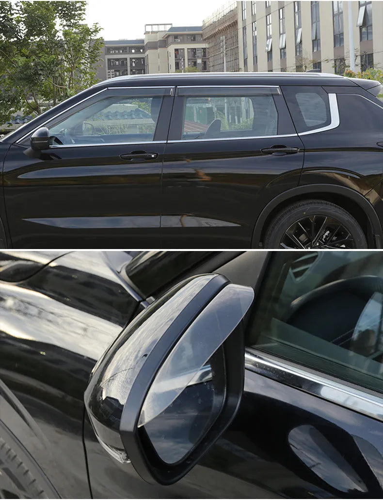 2023 Outlander window deflector set in engineering plastic showing black and translucent options