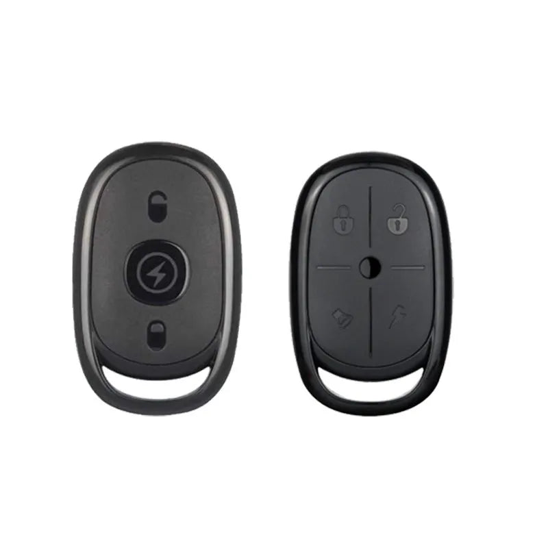 Compact black ABS plastic car remote control key fob with three buttons.