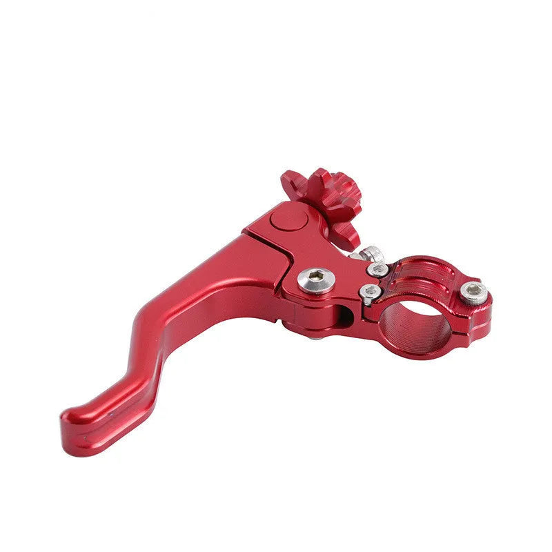 Aluminium two-finger motorcycle clutch lever shown in multiple colour options