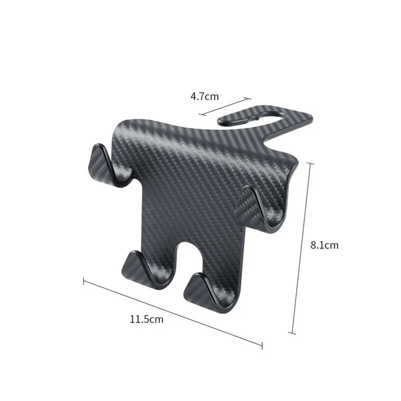 Black car multifunction hook and mobile phone holder bracket for rear seat installation