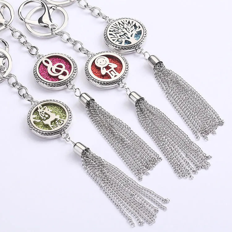 Alloy tassel car pendant aromatherapy diffuser with chain and cotton pads for essential oils