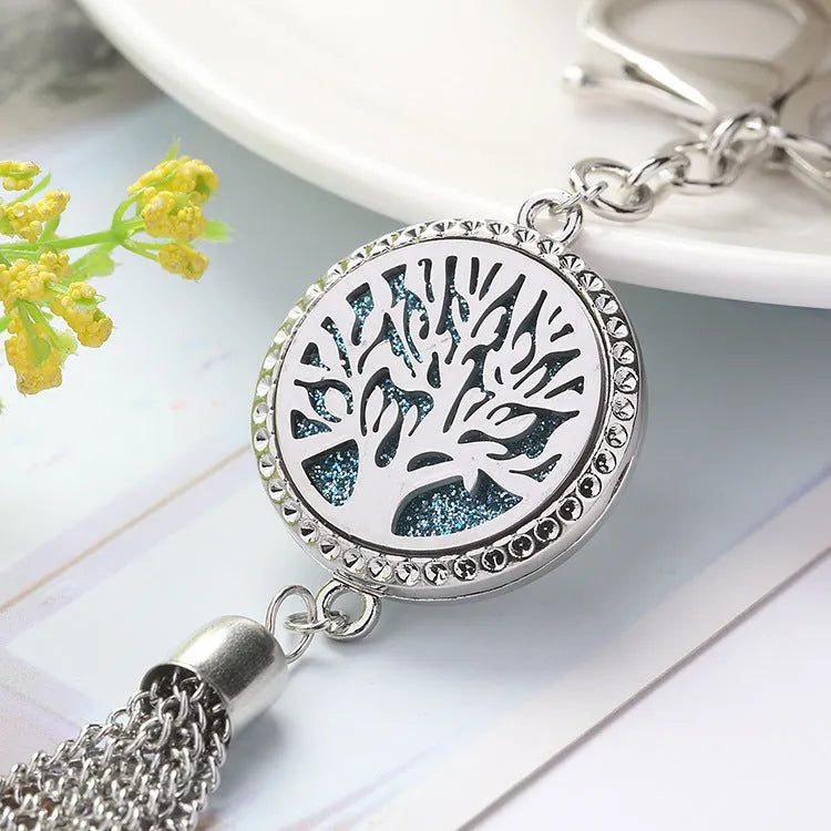 Alloy tassel car pendant aromatherapy diffuser with chain and cotton pads for essential oils