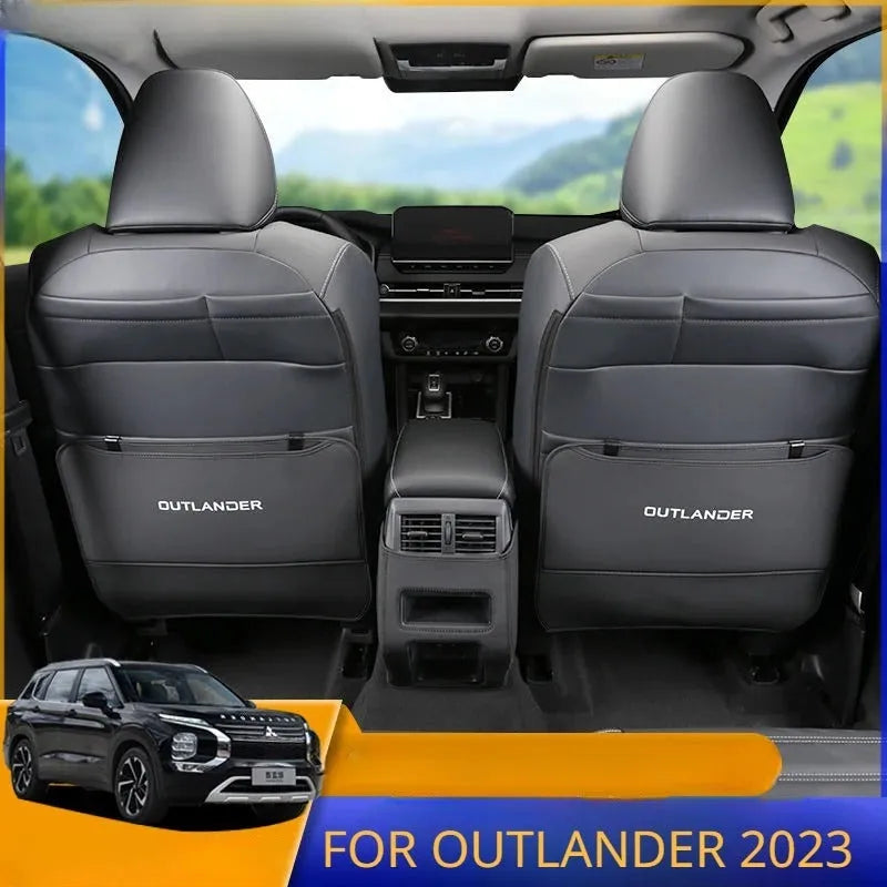 Three leather anti-kick pads for 2023 Outlander interior protection in black, grey, and brown colour options