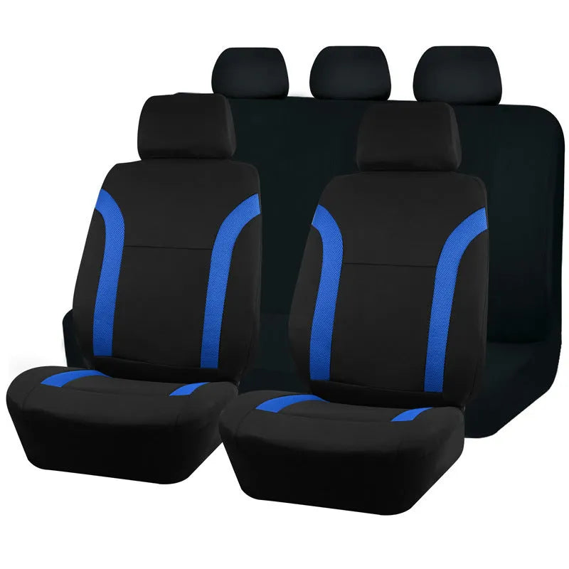 Polyester car seat cover with eyelet stitching in a choice of colours, showing sponge padding construction.
