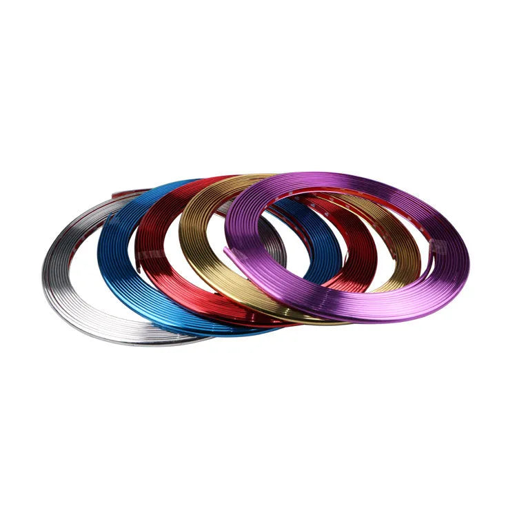 Galvanised electroplated purple PVC wheel hub trim strip on 8 metre roll for car wheel protection