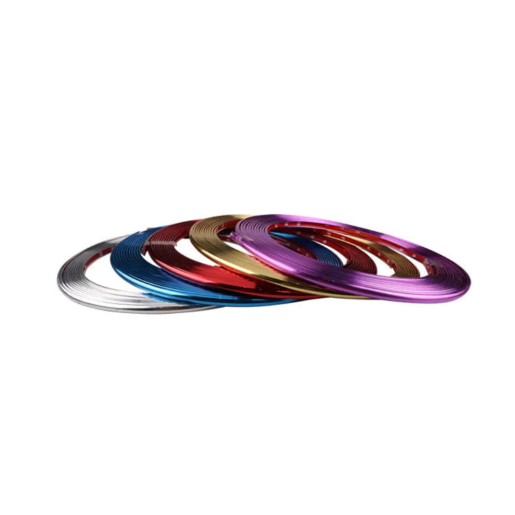 Galvanised electroplated purple PVC wheel hub trim strip on 8 metre roll for car wheel protection