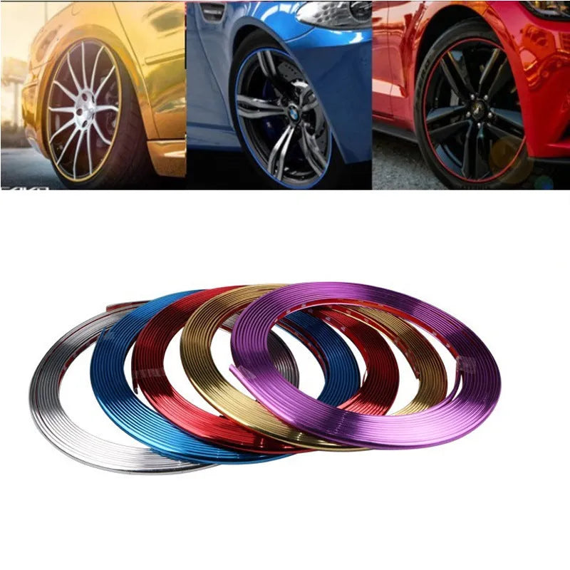 Galvanised electroplated purple PVC wheel hub trim strip on 8 metre roll for car wheel protection