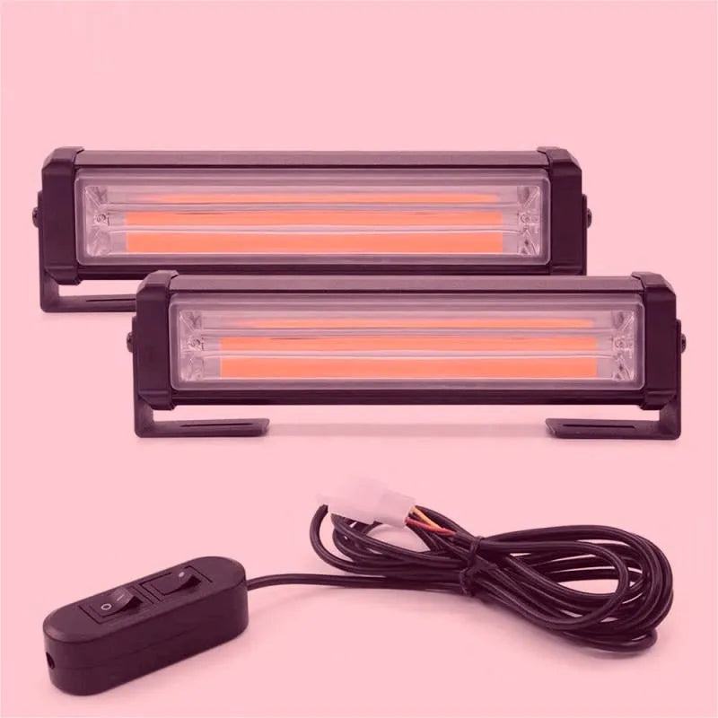 Yellow circular LED strobe warning light with 160mm diameter for 12-24V vehicle installation